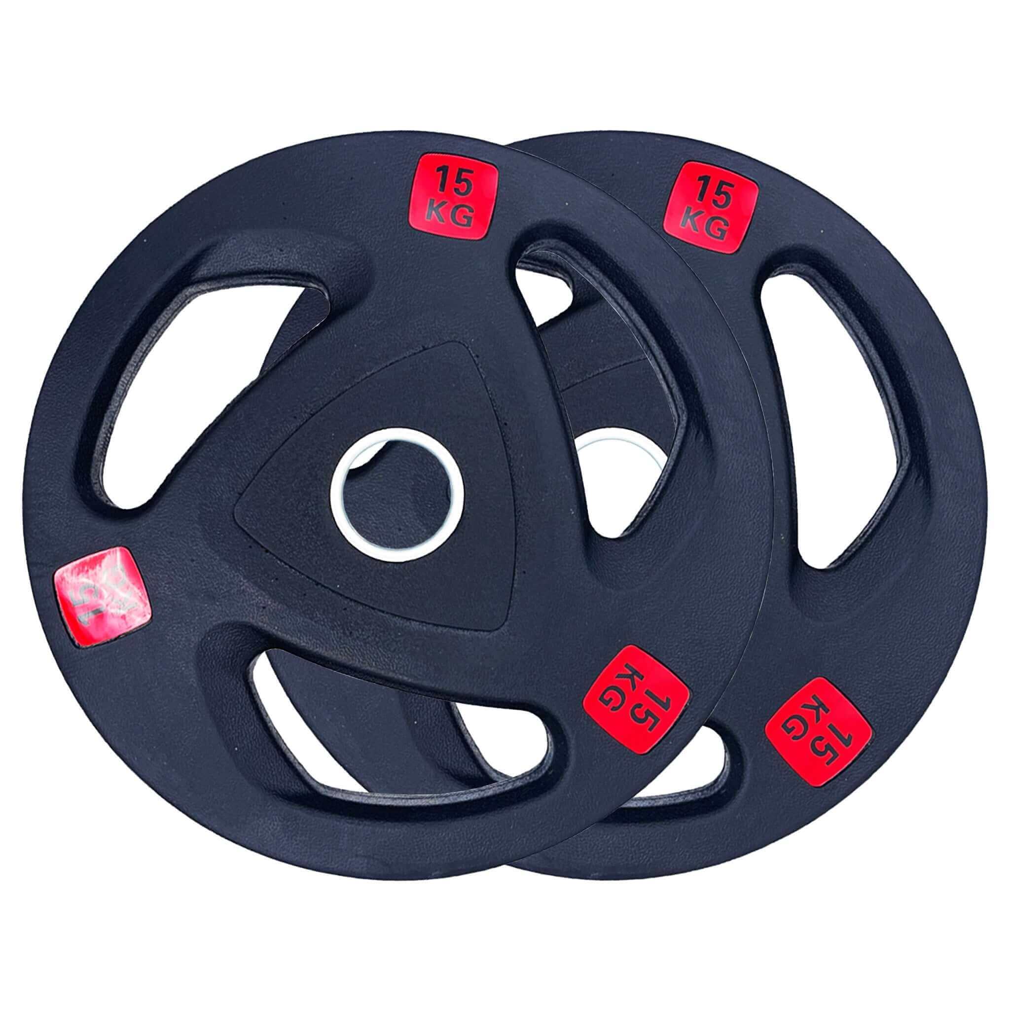 107.5kg Rubber Coated Type-A Tri-Grip Weight Plates and Barbell Bundles | Tri Grip Rubber Plates | INSOURCE