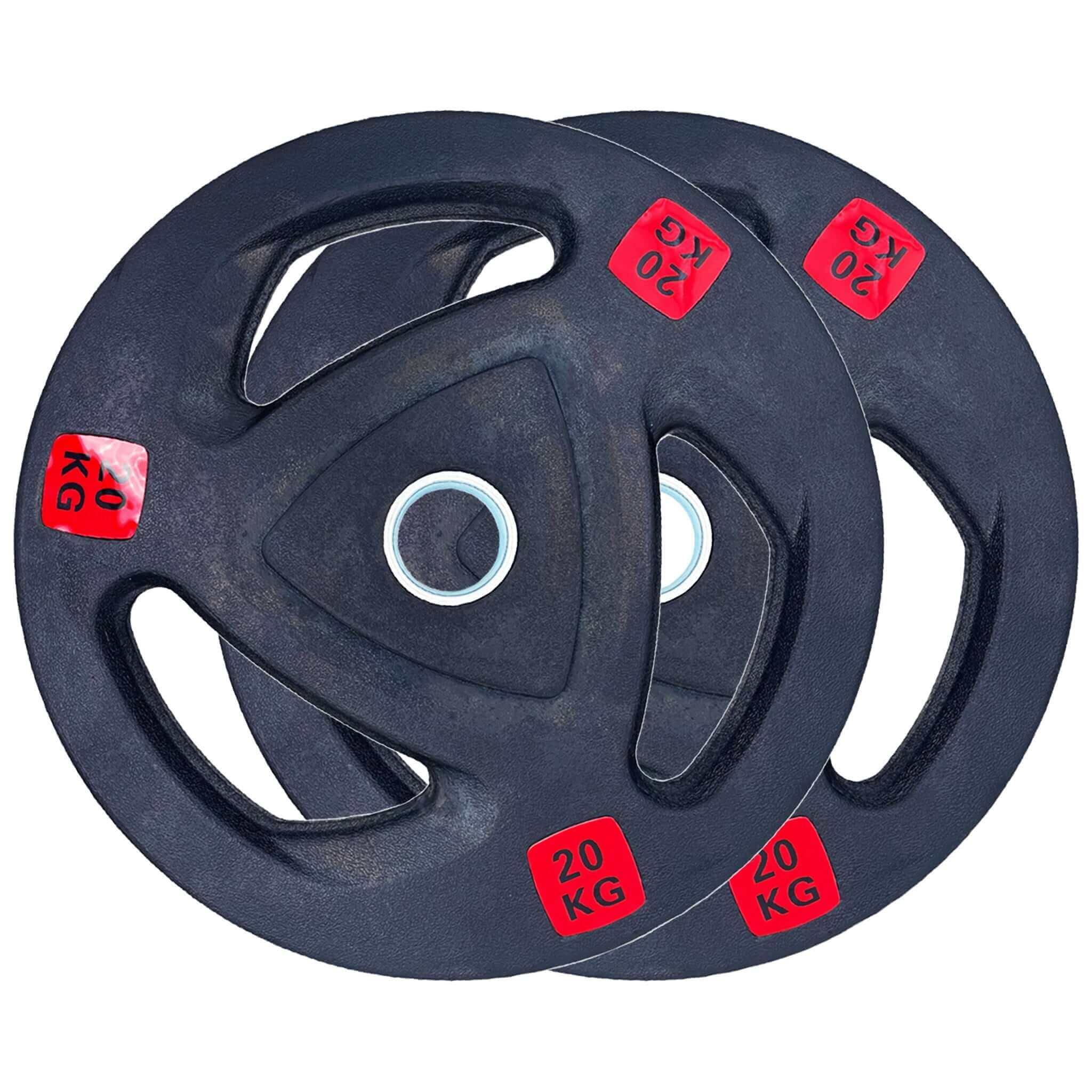 107.5kg Rubber Coated Type-A Tri-Grip Weight Plates and Barbell Bundles | Tri Grip Rubber Plates | INSOURCE