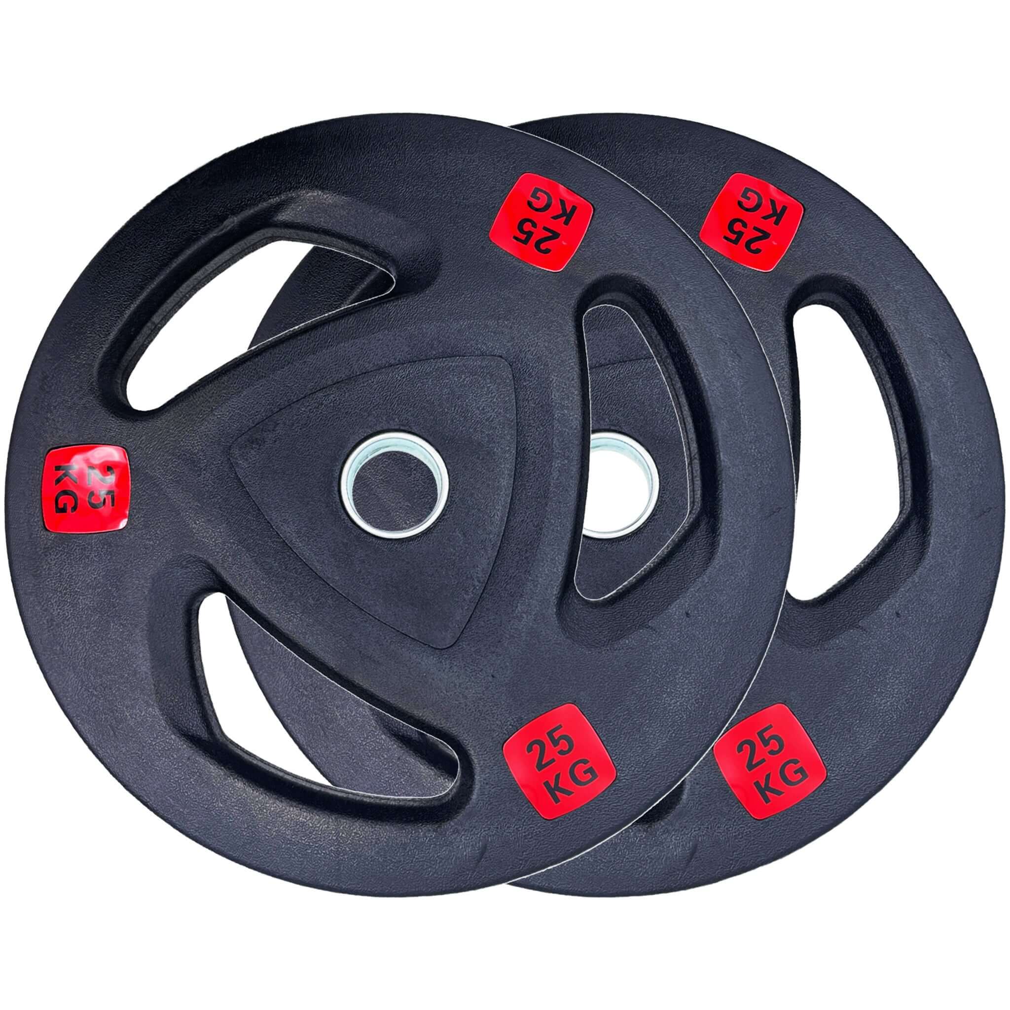 Rubber Coated Tri-grip Weight Plates Type-A (Pairs) - 25kg | Tri Grip Rubber Plates | INSOURCE