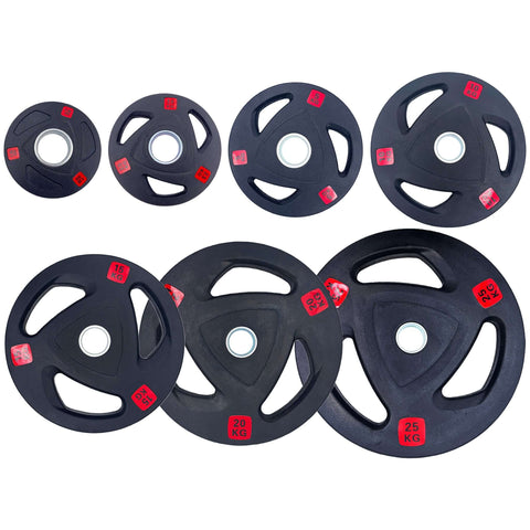 Rubber Tri-grip Weight Plates Type-A Pairs Gym Weightlifting Olympic Fitness