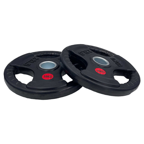 100kg Rubber Coated Type-O Tri-Grip Weight Plates and Barbell Bundles | Tri Grip Rubber Plates | INSOURCE