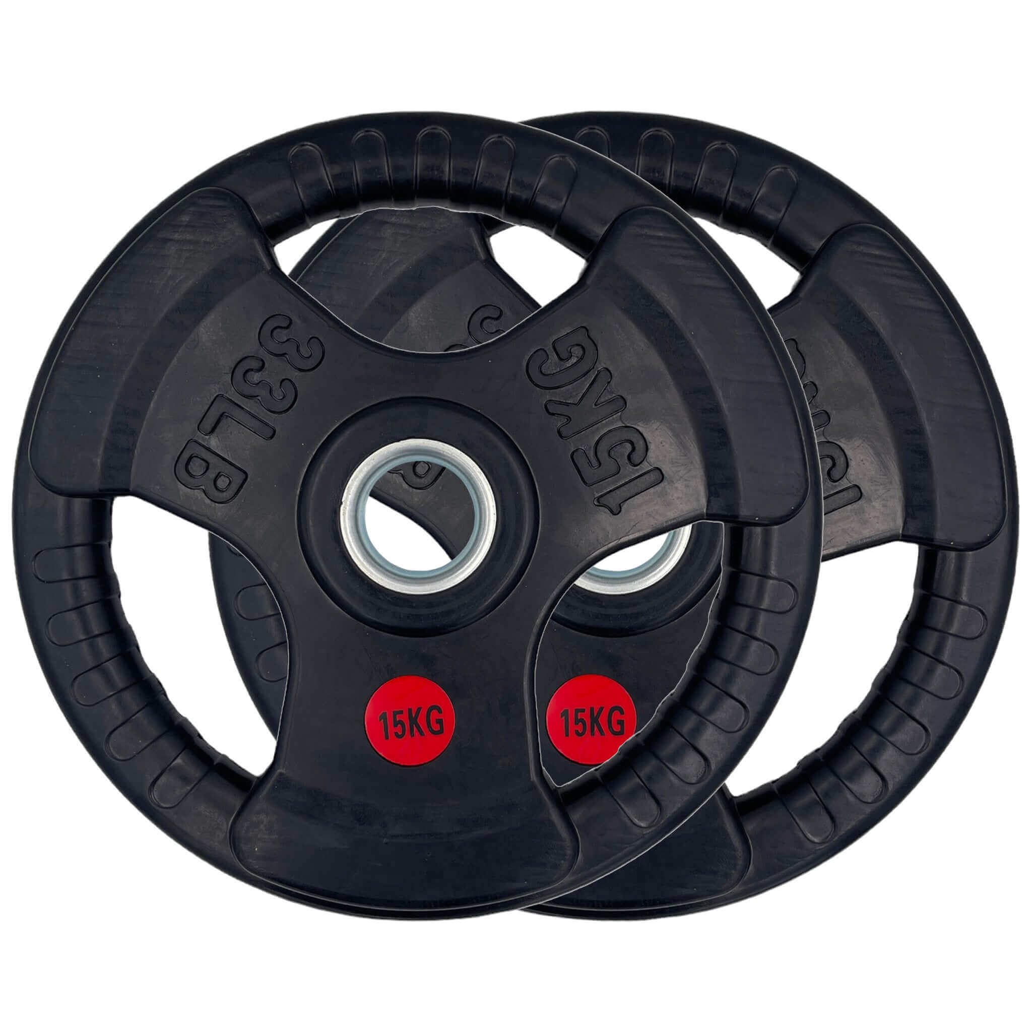 100kg Rubber Coated Type-O Tri-Grip Weight Plates and Barbell Bundles | Tri Grip Rubber Plates | INSOURCE