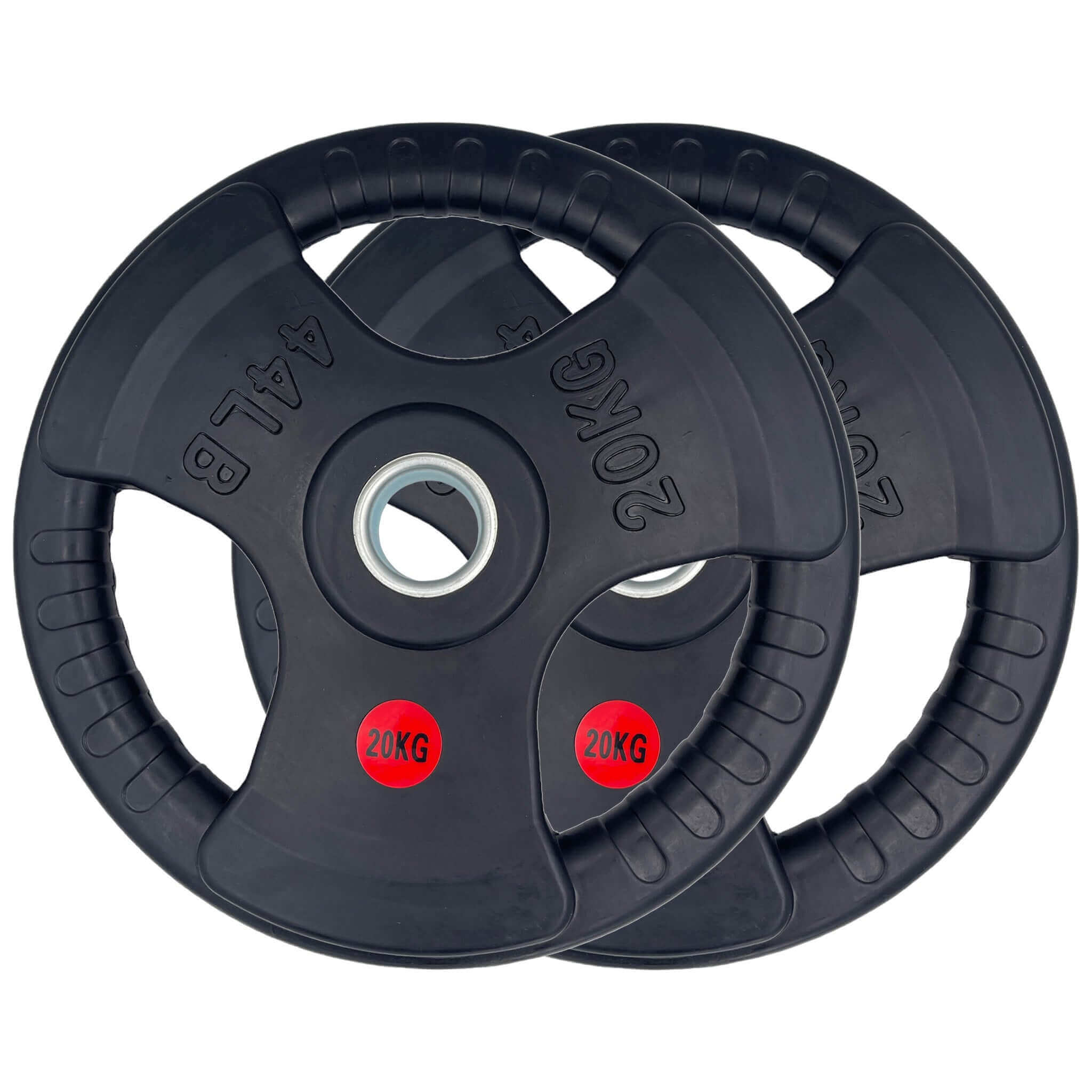 100kg Rubber Coated Type-O Tri-Grip Weight Plates and Barbell Bundles | Tri Grip Rubber Plates | INSOURCE