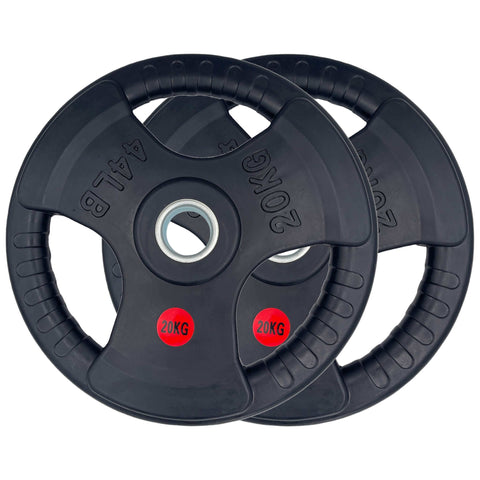 100kg Rubber Coated Type-O Tri-Grip Weight Plates and Barbell Bundles | Tri Grip Rubber Plates | INSOURCE
