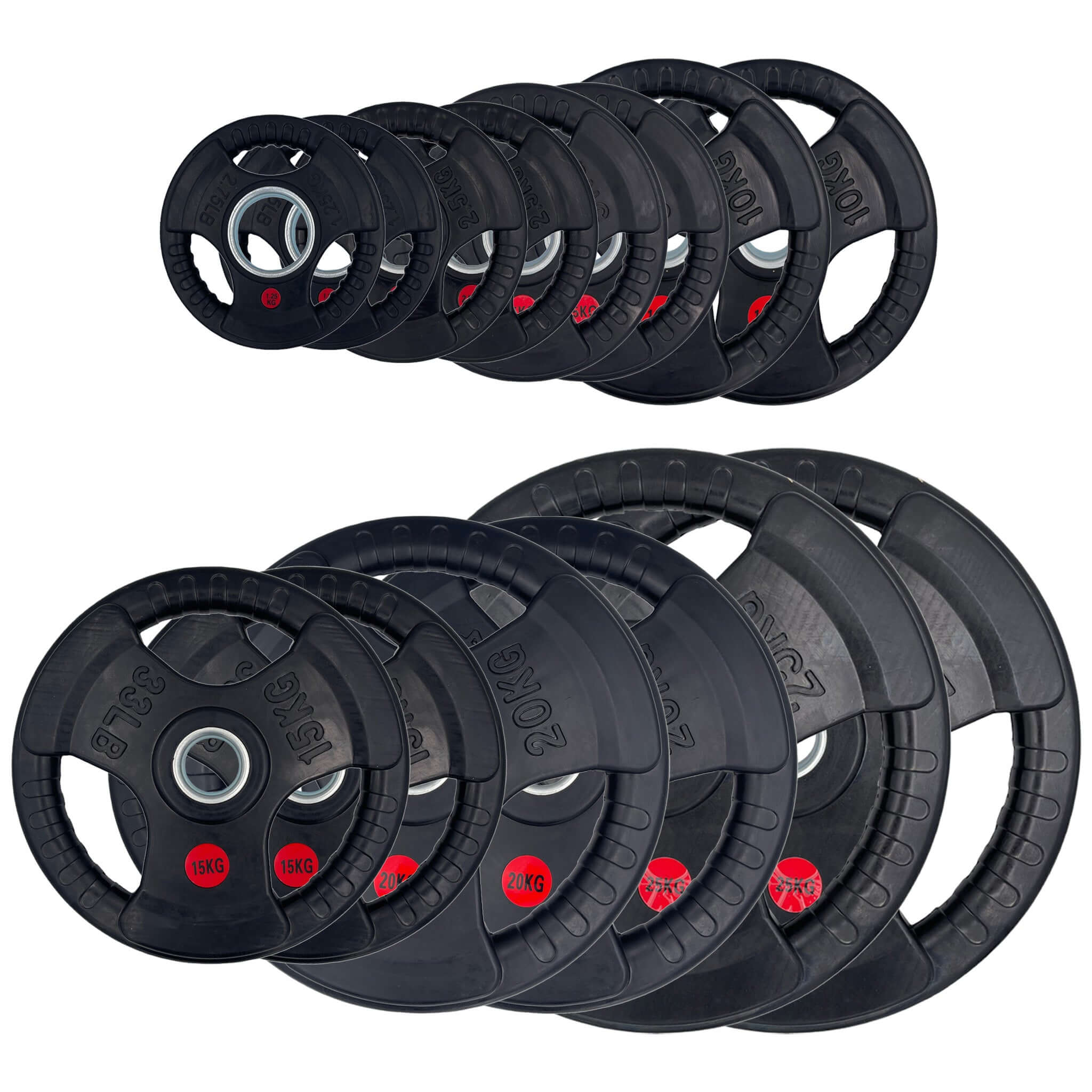 Rubber Coated Type-O Tri-Grip Weight Plates 157.5kg Bundle | Tri Grip Rubber Plates | INSOURCE