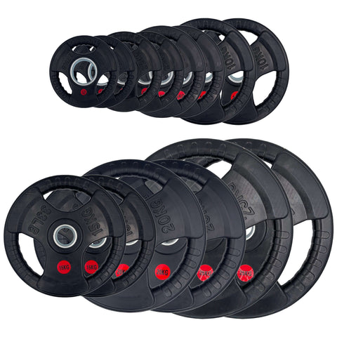 Rubber Tri-grip Weight Plates Type-O Pairs Gym Weightlifting Olympic Fitness