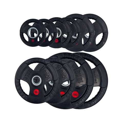 60kg - 157.5kg Full Sets Rubber Tri-Grip Weight Plates Type-O
