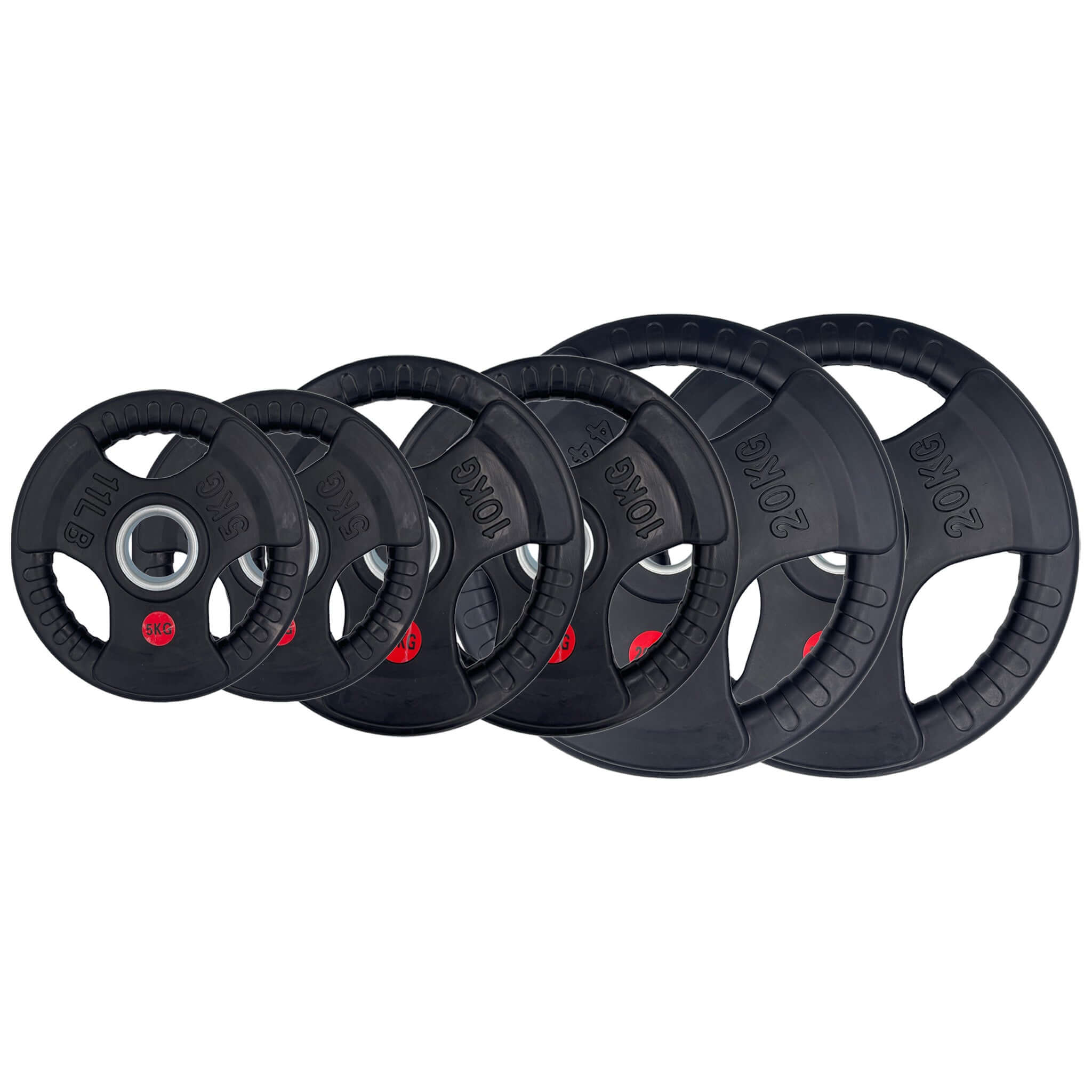 Rubber Coated Type-O Tri-Grip Weight Plates 70kg Bundle | Tri Grip Rubber Plates | INSOURCE