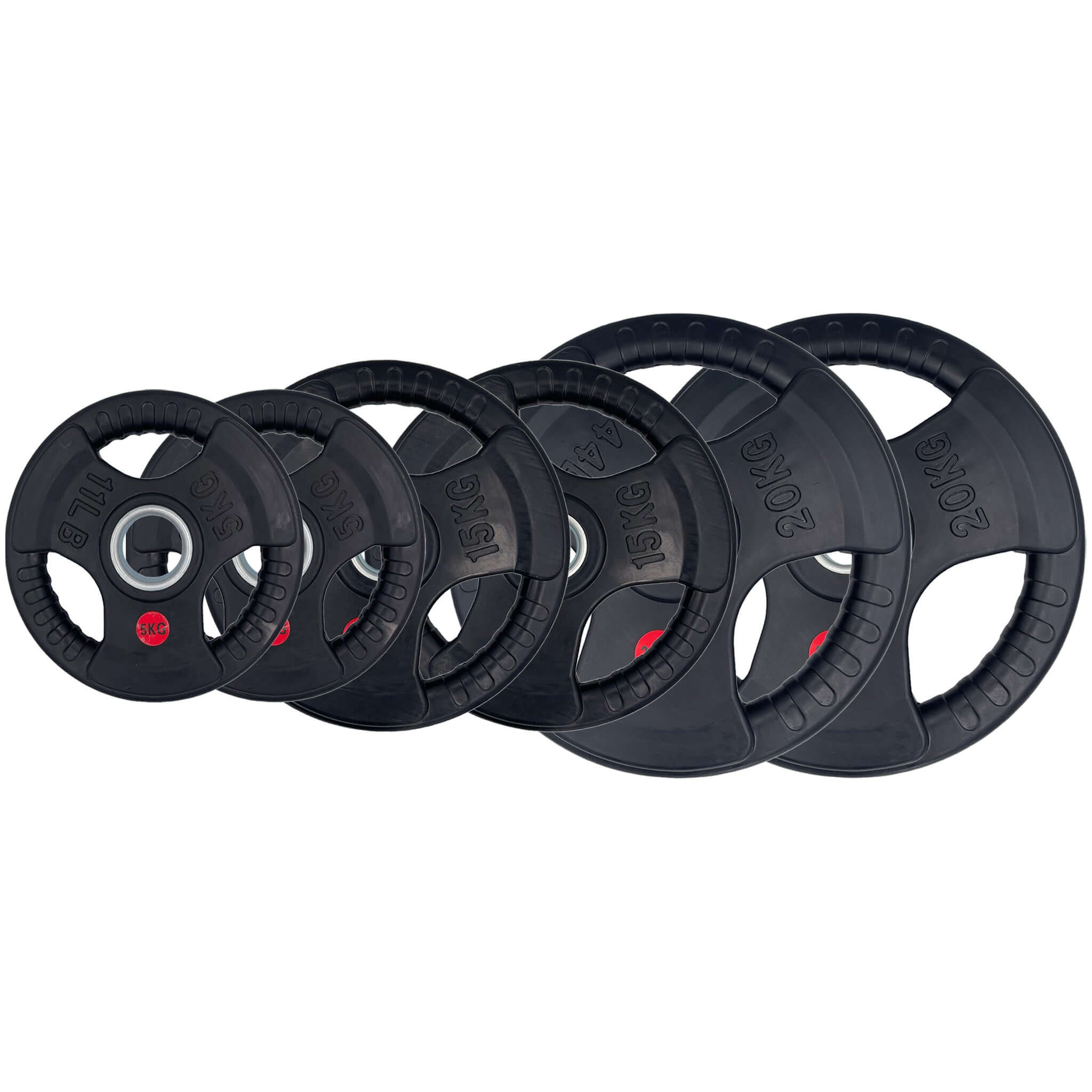 Rubber Coated Type-O Tri-Grip Weight Plates 80kg Bundle | Tri Grip Rubber Plates | INSOURCE