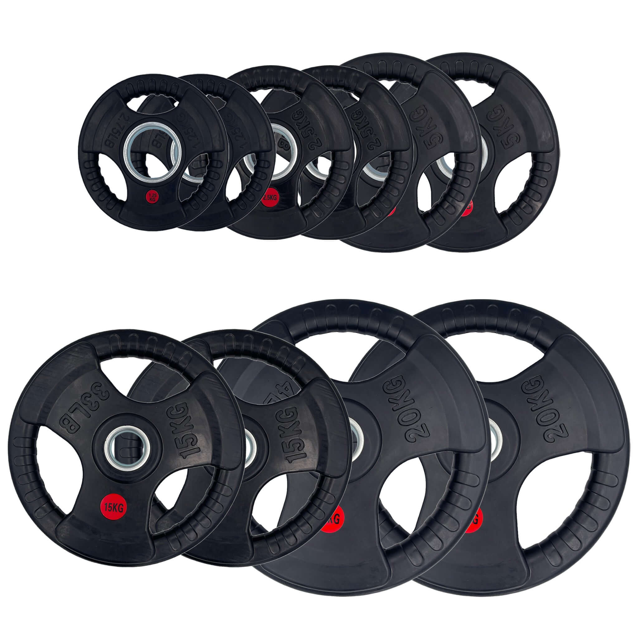 Rubber Coated Type-O Tri-Grip Weight Plates 87.5kg Bundle | Tri Grip Rubber Plates | INSOURCE