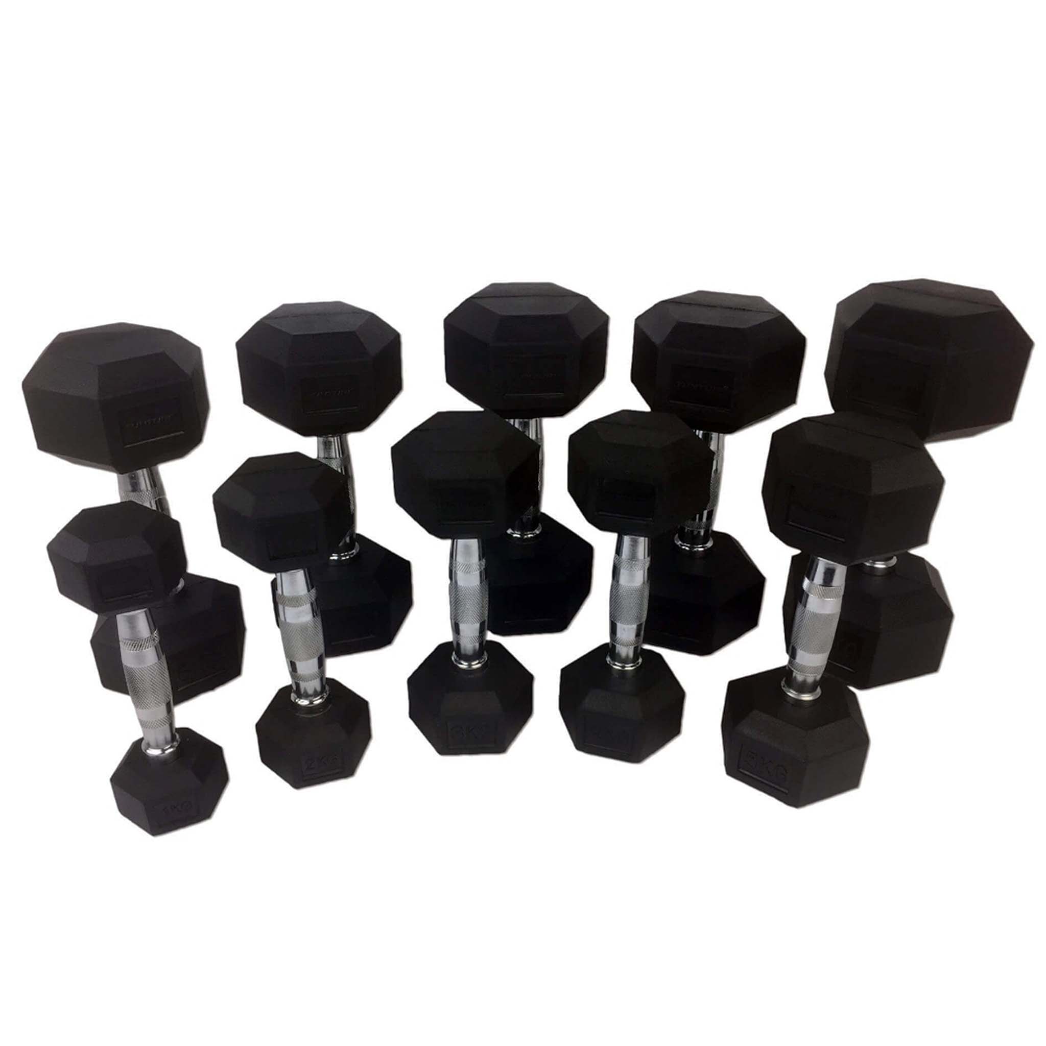 5kg to 25kg Rubber Hex Dumbbell Package (9 Pairs) | INSOURCE