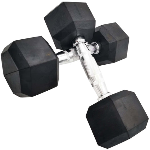 Rubber Hex Dumbbells 27.5kg Pairs