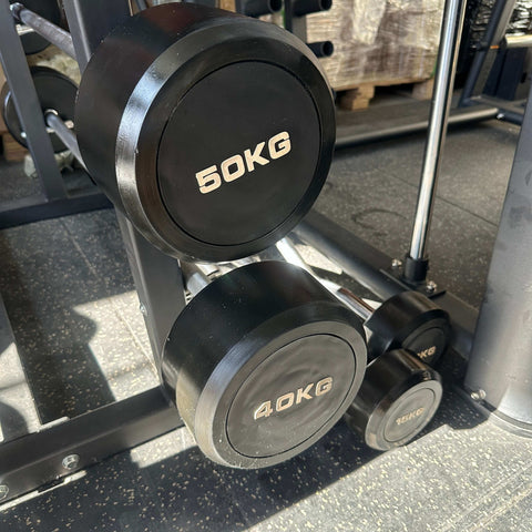 10kg - 50kg Fixed EZ CURL Barbell Package with Commercial Grade Bar Rack [Pre-Owned]